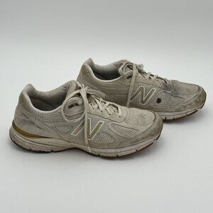 New Balance 990v4 Angora Mens 12D Off-White/Gold Athletic Running Shoes M990AG4